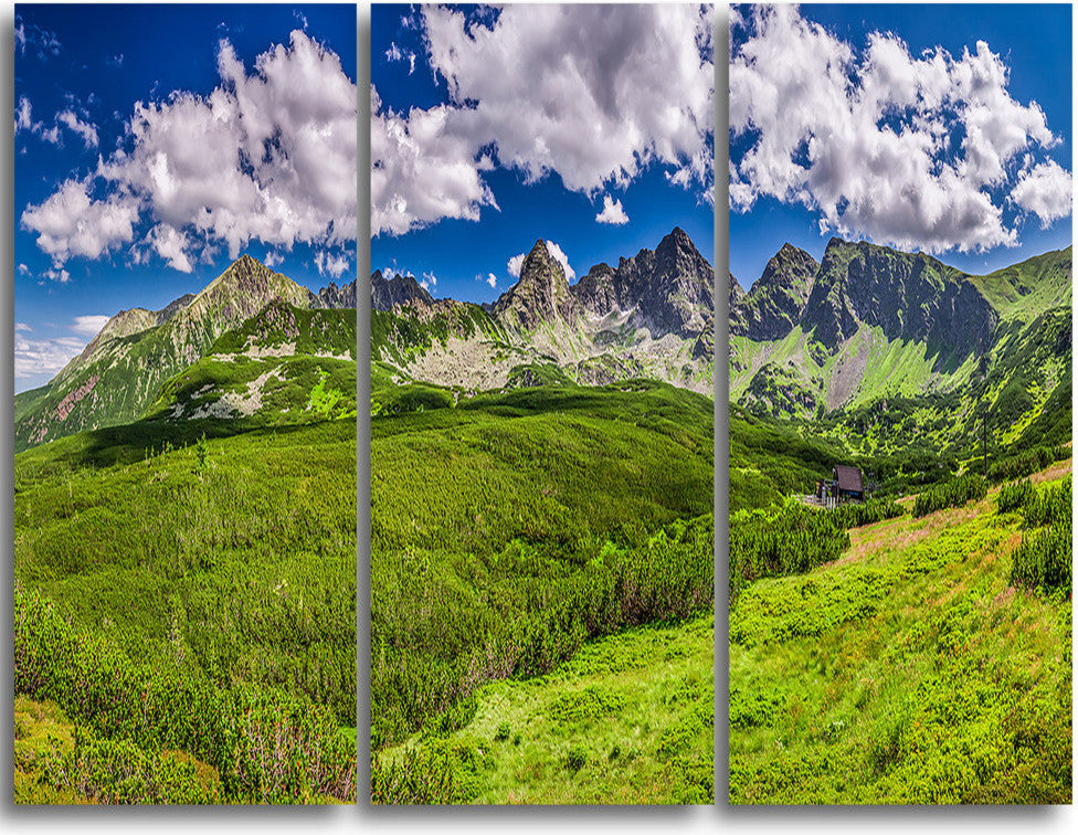 "Green Tatras Mountains Panorama" Metal Wall Art, 3 Panels, 36"x28"