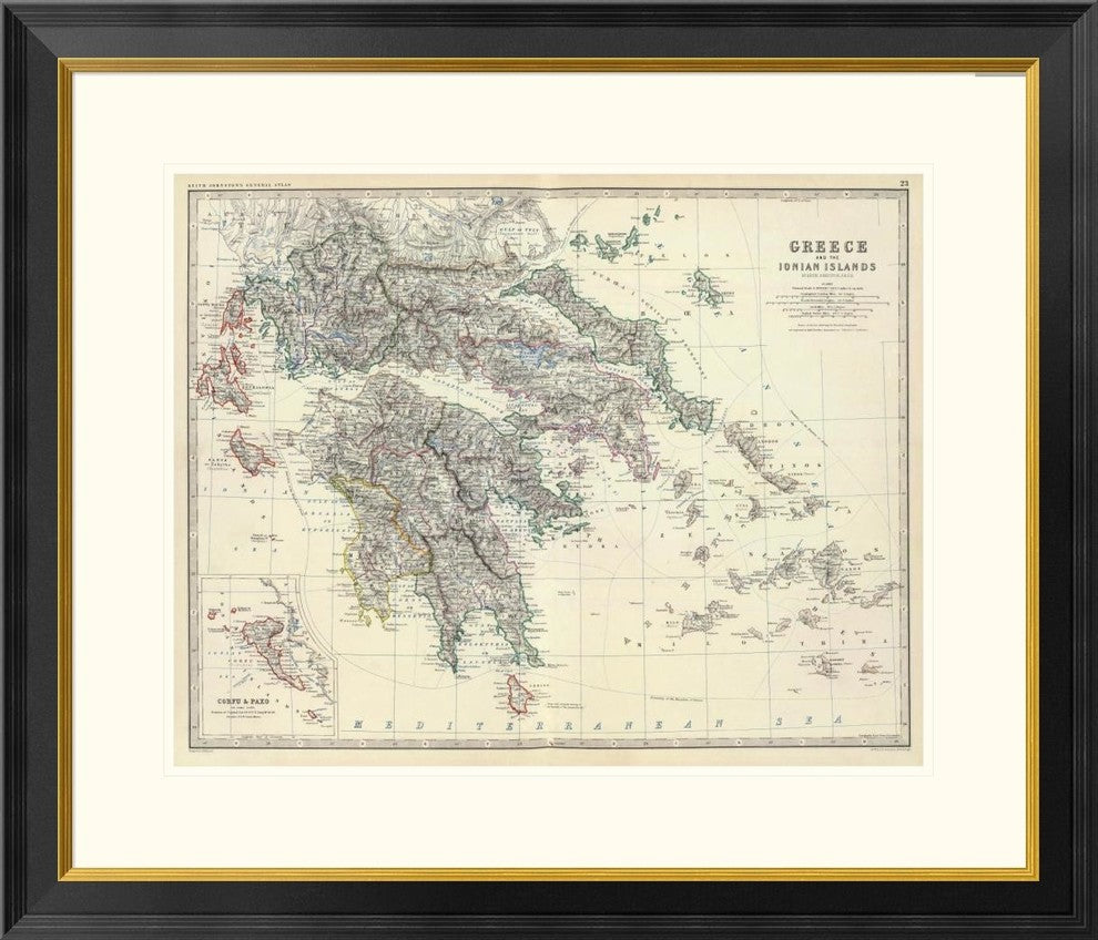 "Greece, 1861" Framed Digital Print by Alexander Keith Johnston, 32x28"