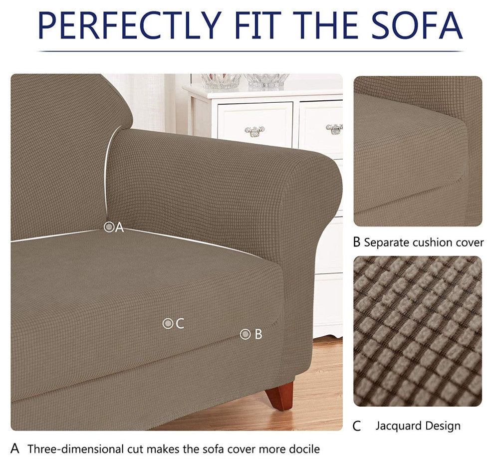 Subrtex 2-Piece Spandex Stretch Sofa Slipcover, Sand, Sofa