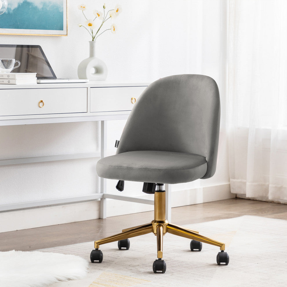 Chic Minimalist Desk Chair, Grey-Velvet
