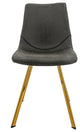 LeisureMod Markley Leather Dining Chair With Gold Legs Set of 4, Charcoal Black