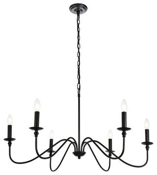Rohan Collection Chandelier, 36" x 19", 6-Light, Matte Black Finish