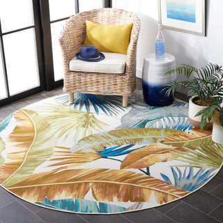 Safavieh Barbados Collection Indoor-Outdoor, BAR520 Rug, Gold/Green, 5'3" Round