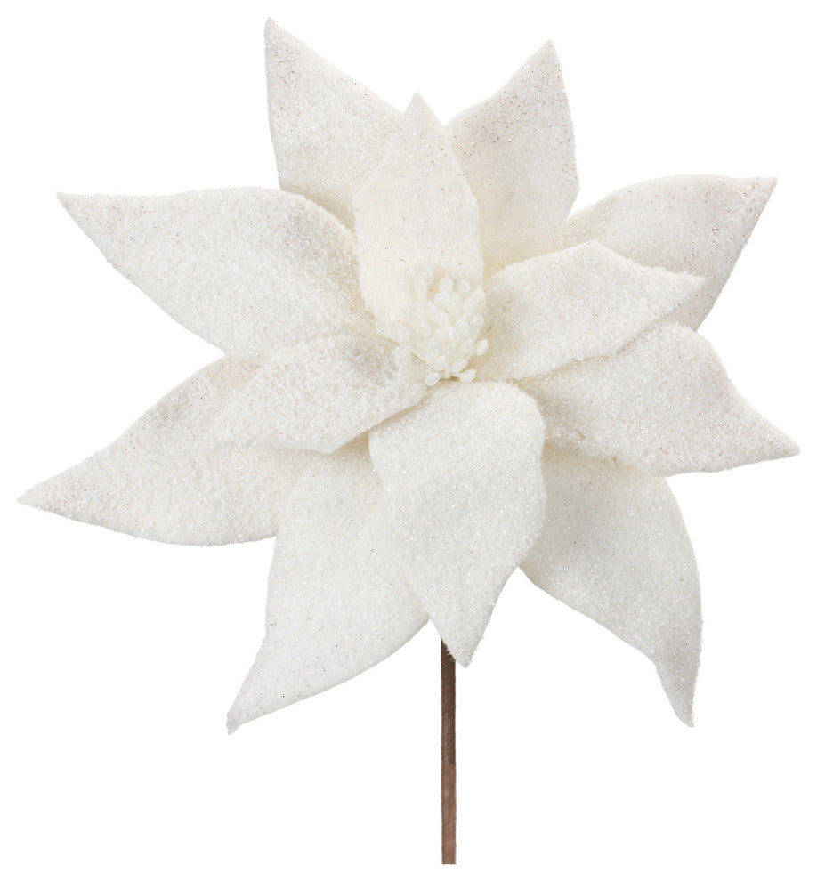 Glittered Poinsettia Stem, Set of 6