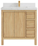 Elizabeth 36 Center Sink Bath Vanity in Light Natural Teak 2" Empira Quartz