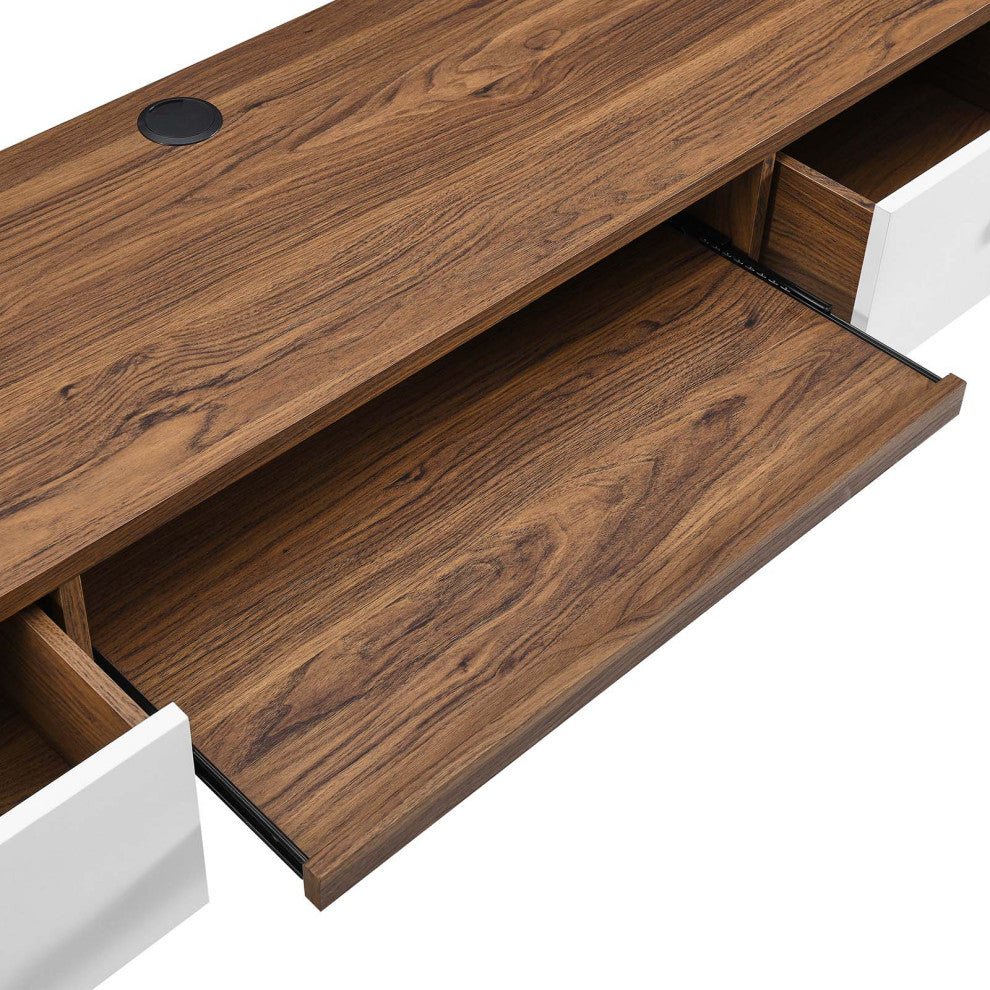 Transmit 60" Wall Mount Wood Office Desk, Walnut White