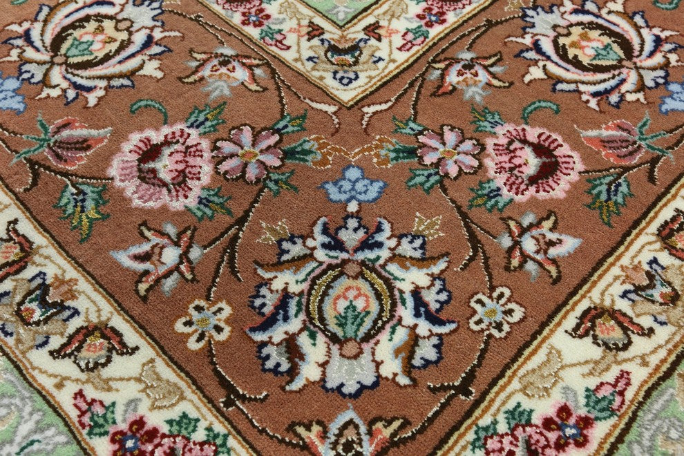 Hand Knotted Wool and Silk Authentic Signed Persian Isfahan Rug, 5'x8'