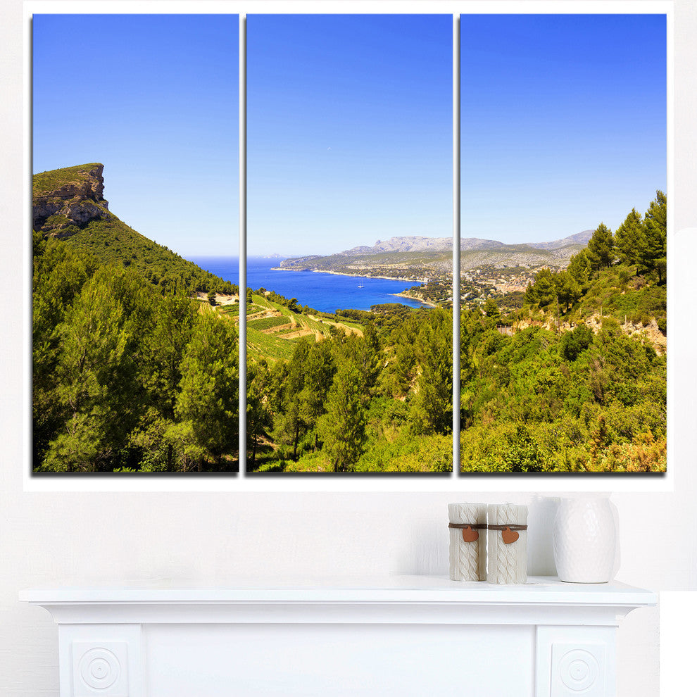 "Cassis Bay from Route des Cretes" Metal Wall Art, 3 Panels, 36"x28"