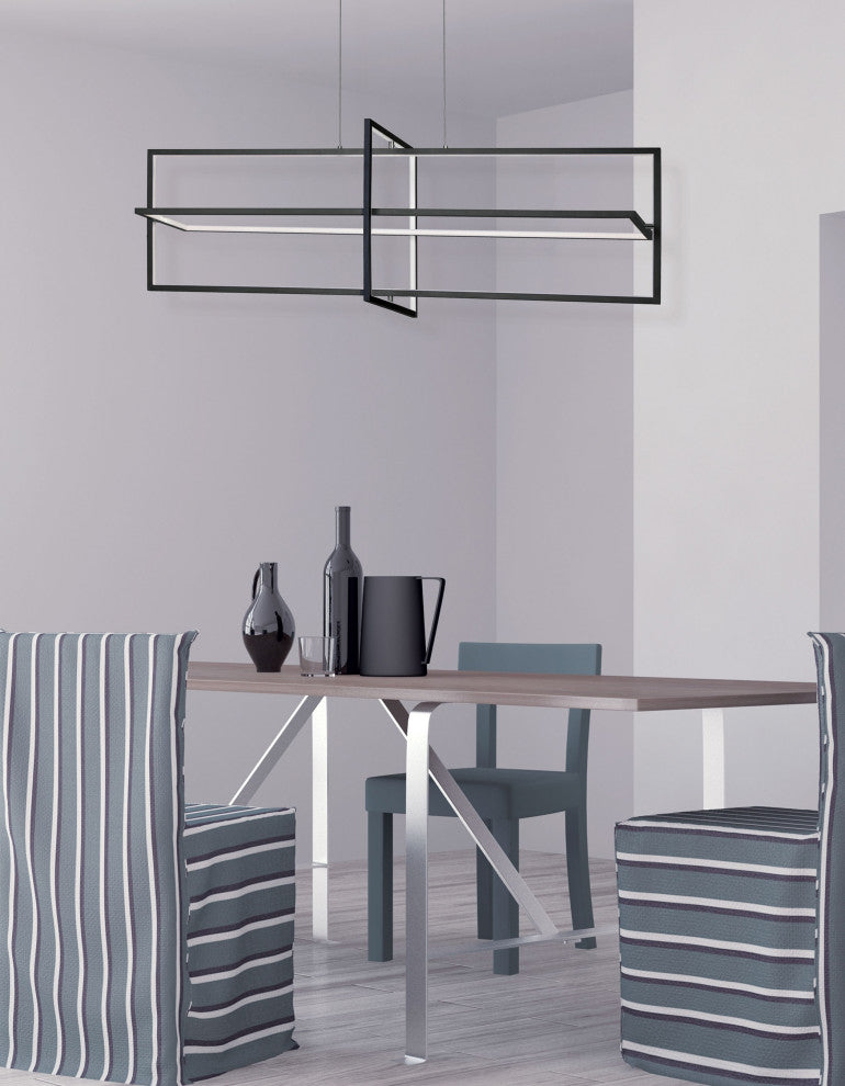 Modern Linear Chandelier Hildegard 55W, Matte Black