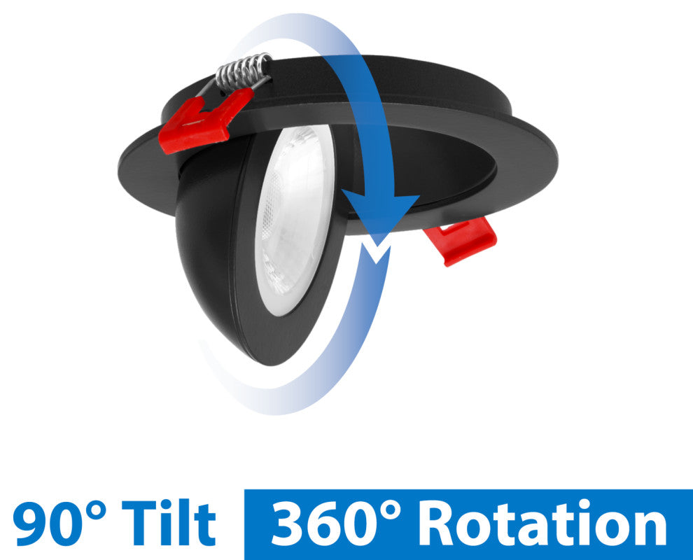 DGF 4" Selectable Canless Floating Gimbal LED Recessed Downlight, Black
