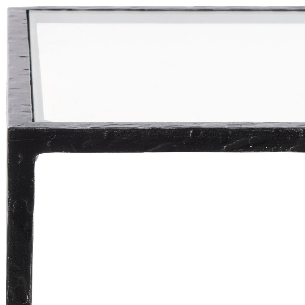 Safavieh Couture Tauri Metal Square Accent Table, Black/Clear