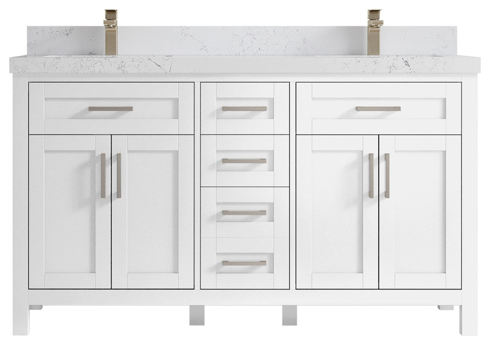 Cambridge 60 Double Bathroom Vanity in White 2" Empira Quartz