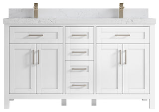 Cambridge 60 Double Bathroom Vanity in White 2" Empira Quartz