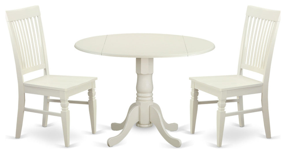 Dlwe3-Whi-W 3-Piece Dining Room Set, 2-Kitchen Table & 2 Kitchen Dining Chairs