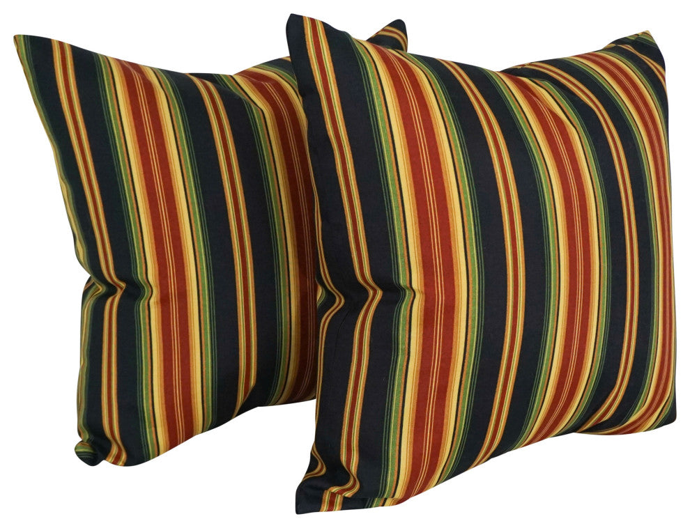 Outdoor Patterned Polyester 25" Jumbo Throw Pillows, Set of 2, Lyndhurst Raven