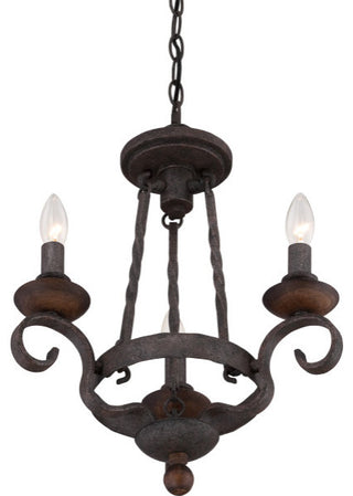 Noble 3-Light Chandelier, Rustic Black