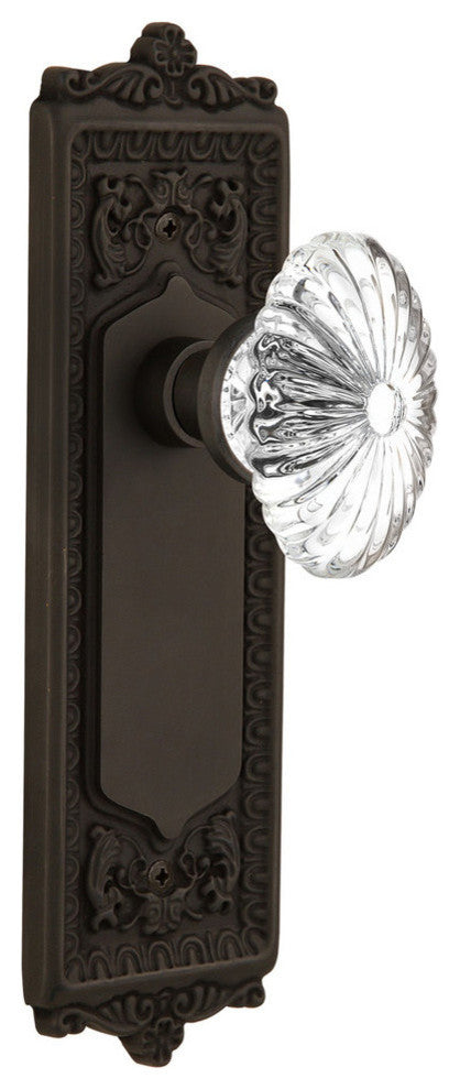 Single Egg & Dart Plate With Oval Fluted Crystal Knob, Oil-Rubbed Bronze
