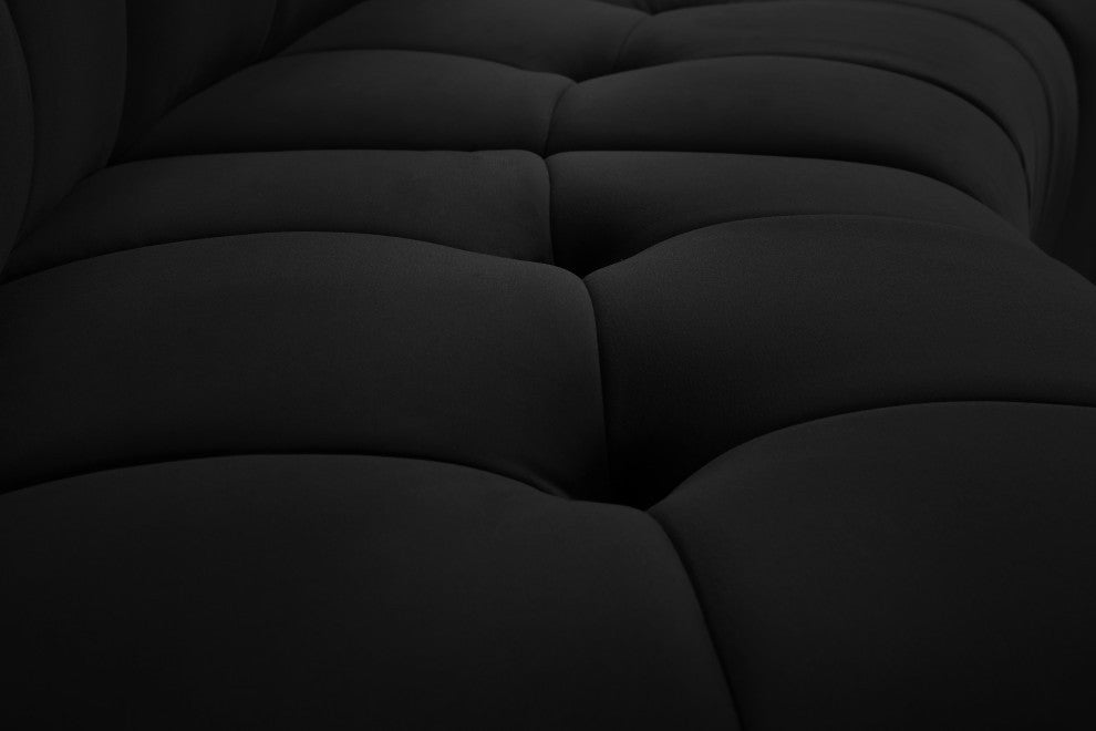 Limitless Velvet Upholstered 3-Piece Modular Sectional, Black