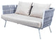 LeisureMod Spencer 4 Piece Outdoor Patio Rope Sofa Conversion Set, Light Grey