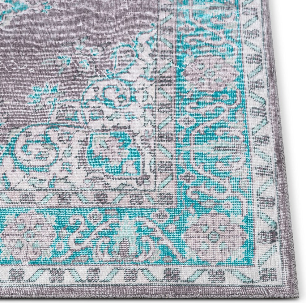 Well Woven Nile Tarifa Vintage Bohemian Medallion Light Blue Area Rug, 7''7" X 9''