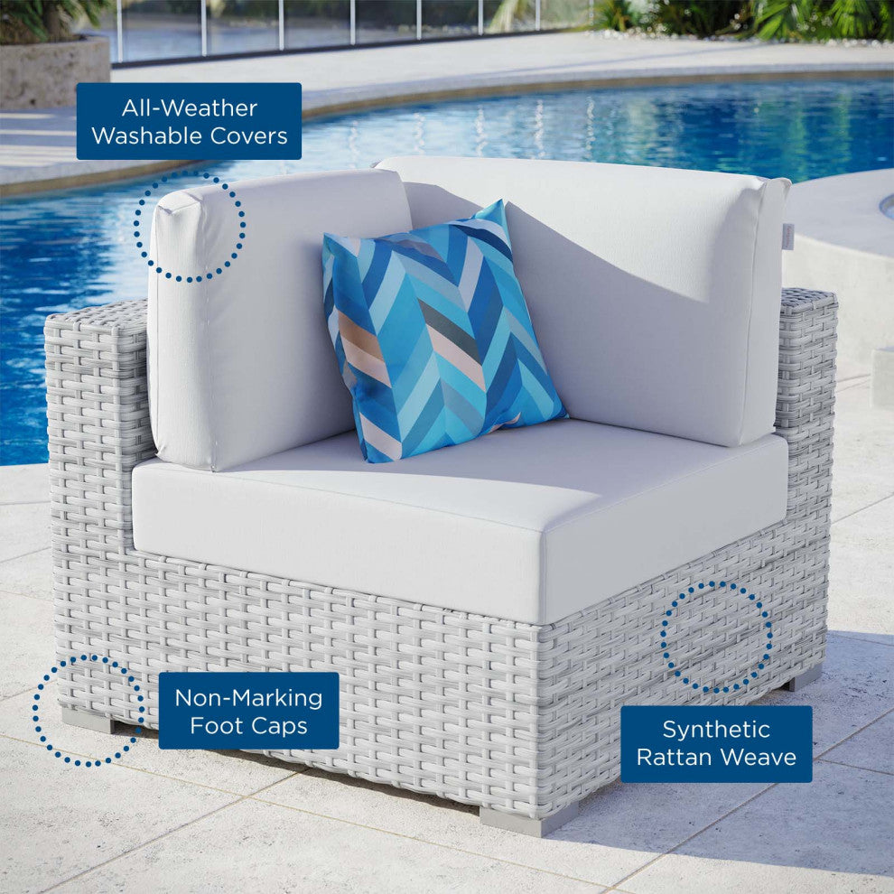 Convene Outdoor Patio Corner Chair Light Gray White
