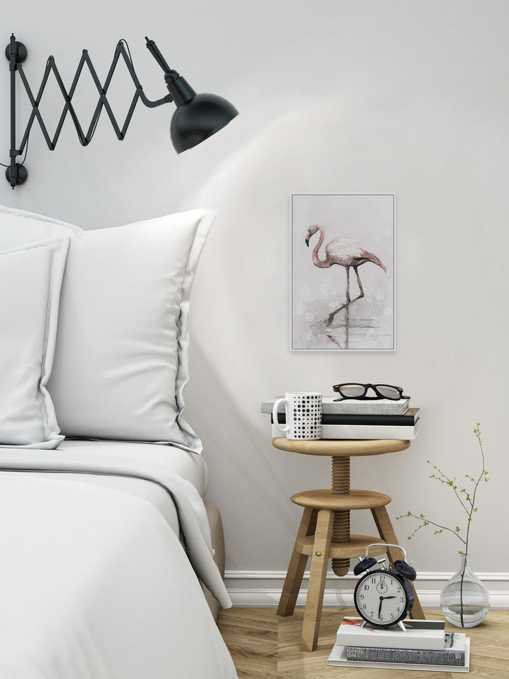 "Flamingo Splash" Floater Framed Painting Print on Canvas, 30"x45"