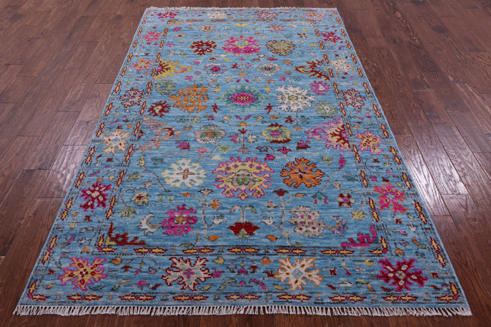 Hand Knotted Turkish Oushak Wool Rug 5' 1" X 8' 2" - Q15712