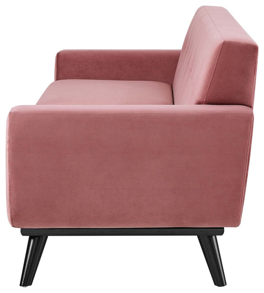 Sofa, Pink, Velvet, Modern, Mid Century Living Hotel Lounge Cafe Lobby