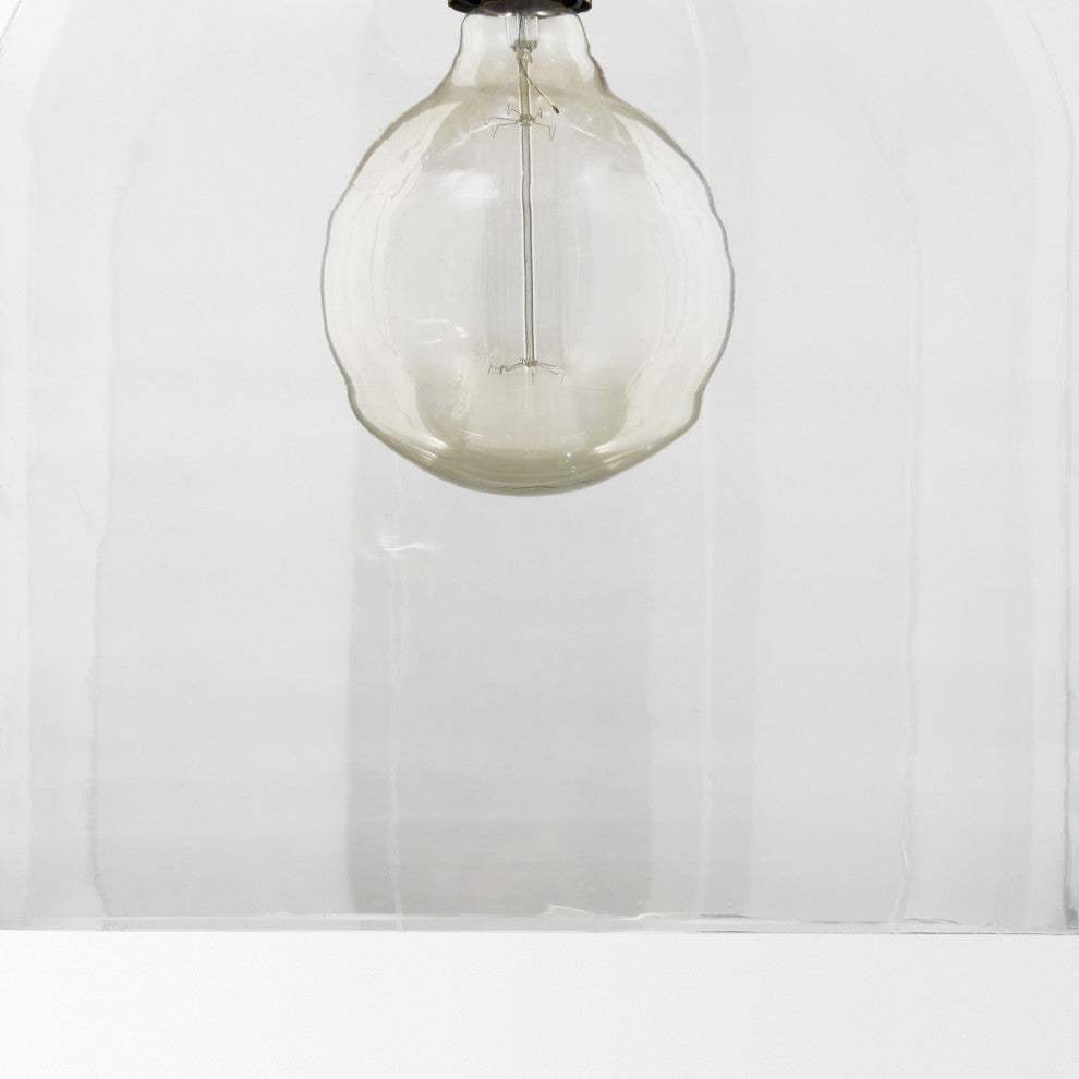 Sadah Large Clear Blown Glass w/ Gold Metal Pendant Light