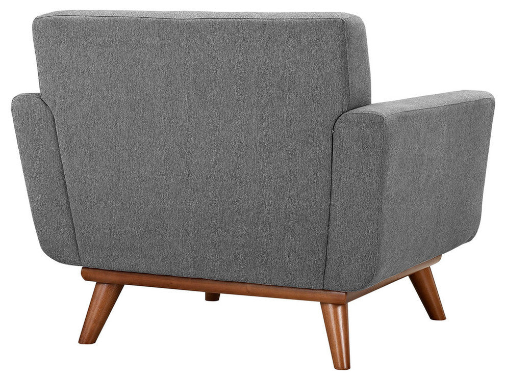 Modern Urban Contemporary Armchair Wood Set of 2, Gray Fabric