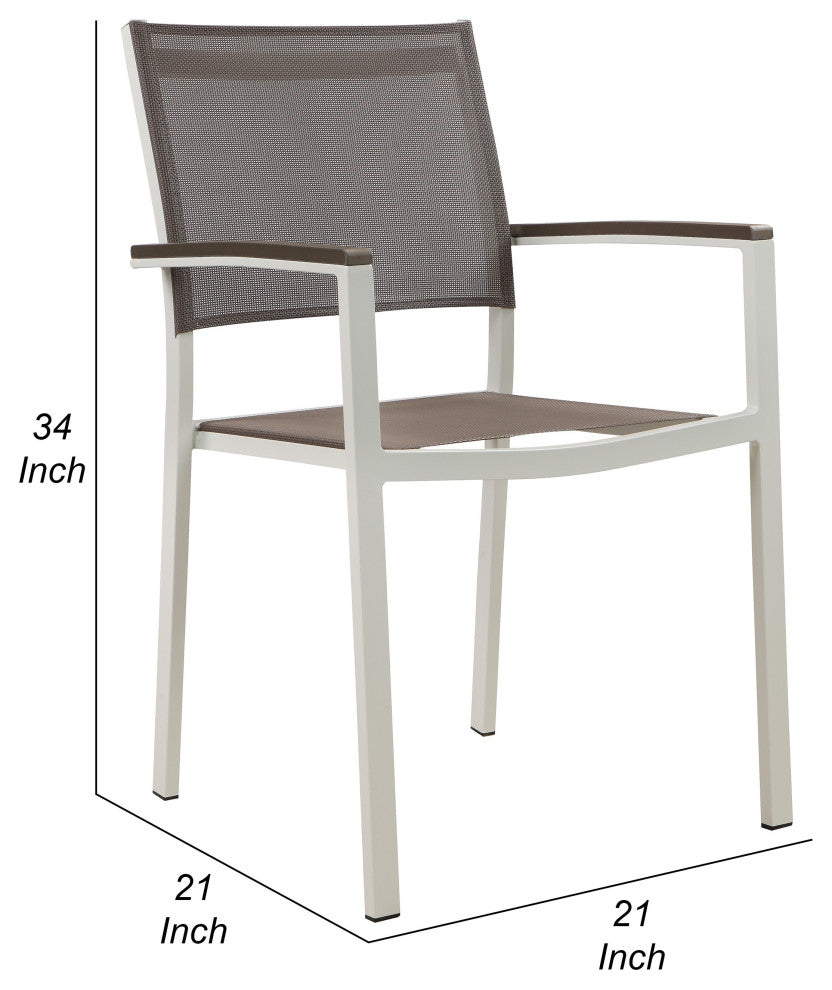Benzara BM287791 Fifi 21" Set of 6 Dining Chairs, Aluminum Frame, Gray Fabric