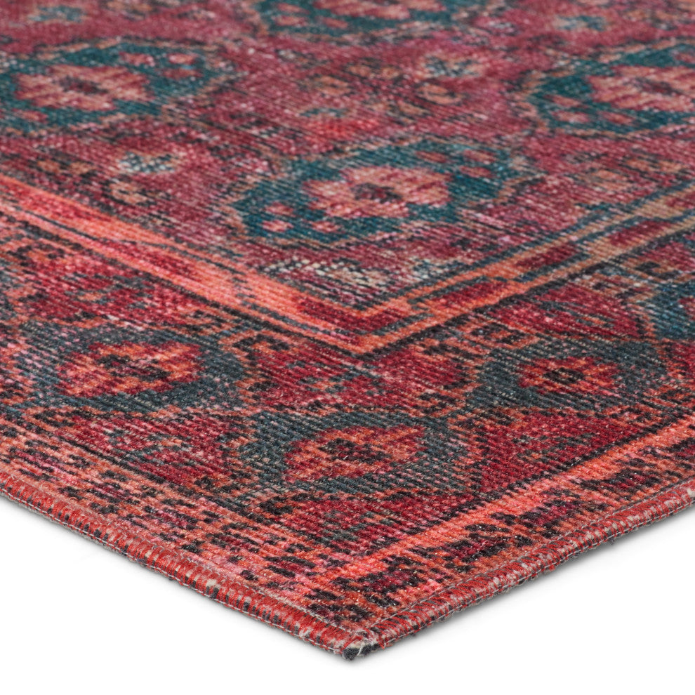 Kate Lester + Jaipur Living Kalinar Damask Dark Red/ Blue Area Rug 4'X8'