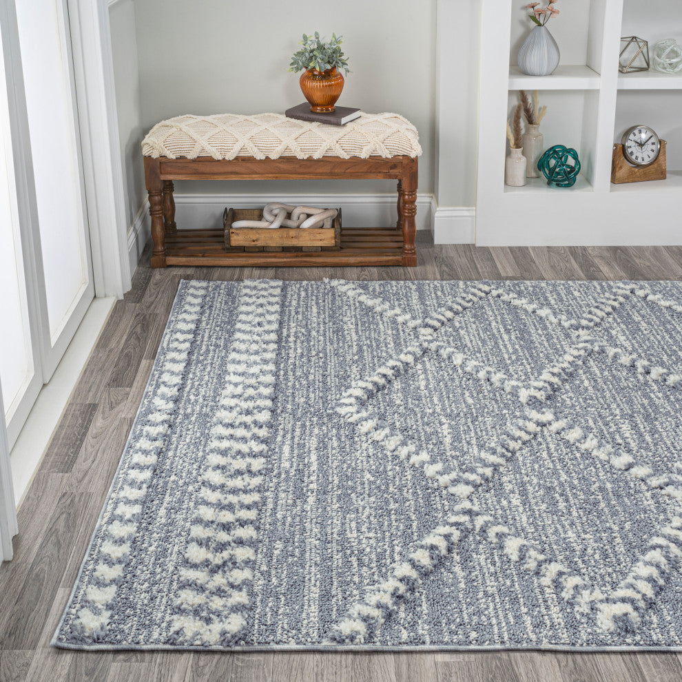 Sofie Moroccan Trellis High-Low Gray/Cream 5'x8' Area Rug