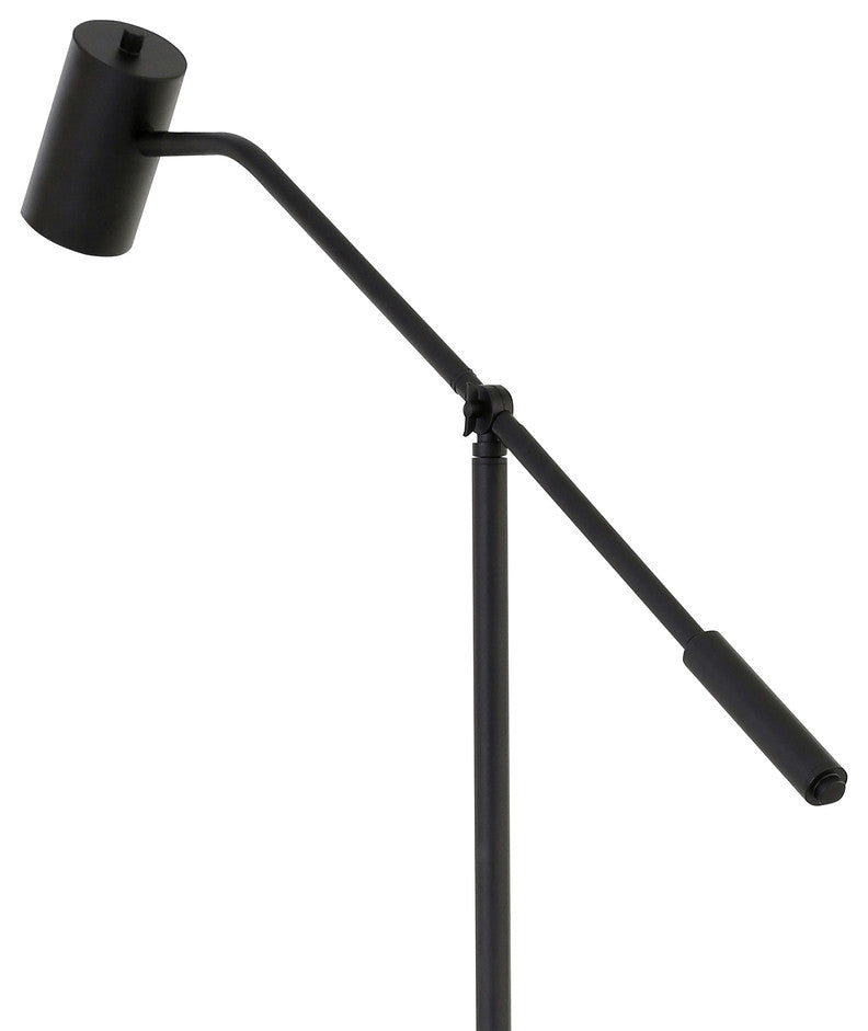 60" Black Swing Arm Floor Lamp With Black Drum Shade