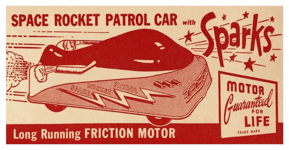 "Space Rocket Patrol Car" Digital Paper Print by Retrotrans, 42"x22"