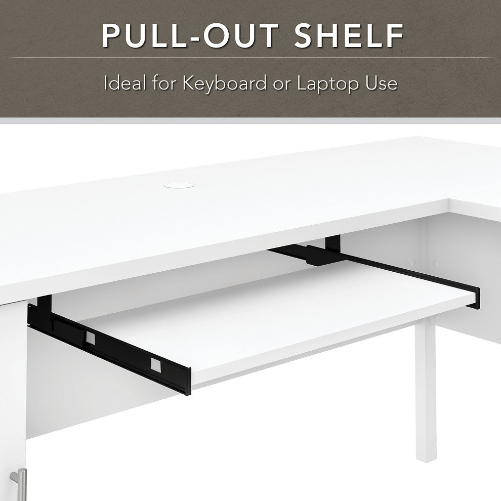 Somerset 72W L Shaped Desk with Storage, White