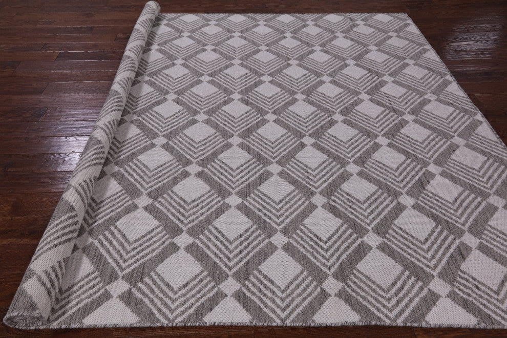 8' 1" X 10' 1" Flat Weave Handmade Wool Rug Q8490