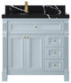 Paris 36" Left Offset Bathroom Vanity, Blue Heather 2" Calacatta Black