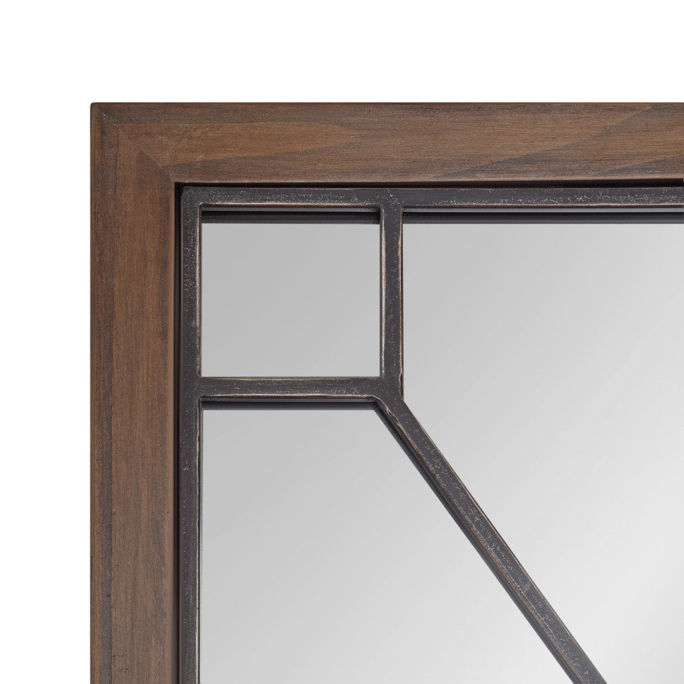 Mavis Framed Wall Mirror, Rustic Brown, 16x42