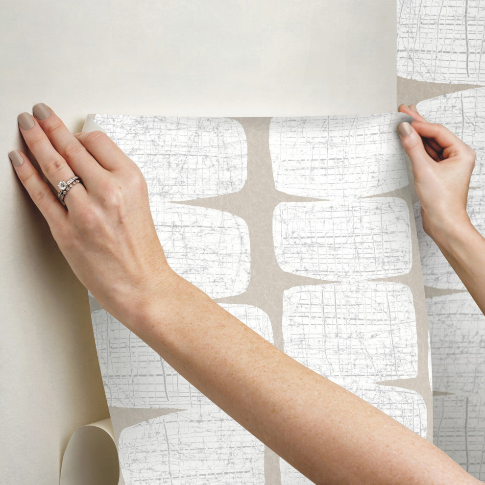Mid, Century Beads Peel and Stick Wallpaper, Tan