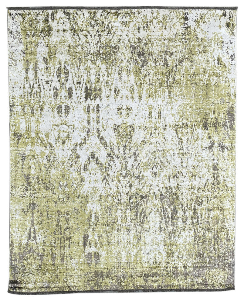 Hand-Knotted Wool Ivory/Gold Transitional Modern Modern Rug, 7' X 9'