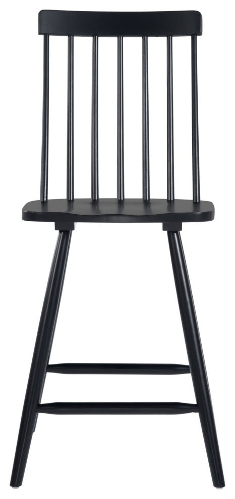 Counter Stool Chair, Wood, Black, Mid Century Bar Kitchen Pub Cafe Bistro