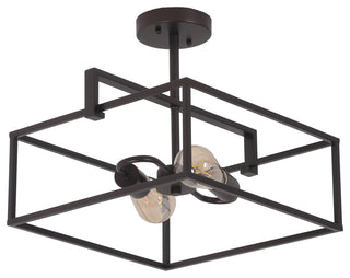Chloe Lighting Nolan Farmhouse 2-Light Black Square Semi-Flush Pendant
