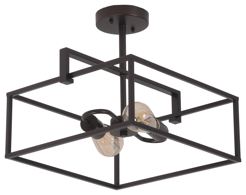 Chloe Lighting Nolan Farmhouse 2-Light Black Square Semi-Flush Pendant