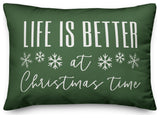 Green Life Is Better At Christmas Time 20x14 Spun Poly Pillow