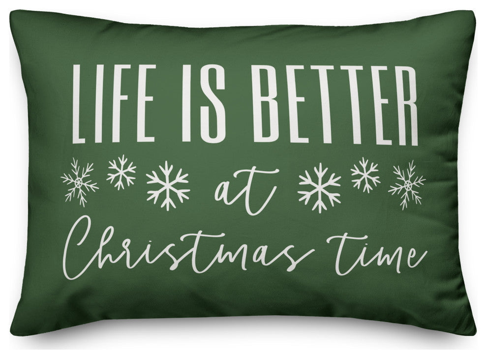 Green Life Is Better At Christmas Time 20x14 Spun Poly Pillow