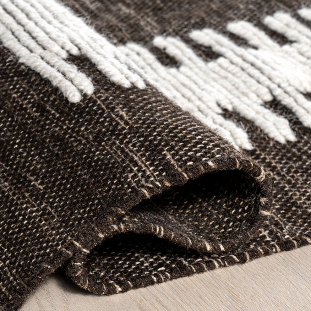 Sante Fe Southwestern Wool Blend Area Rug, Black 9' x 12'
