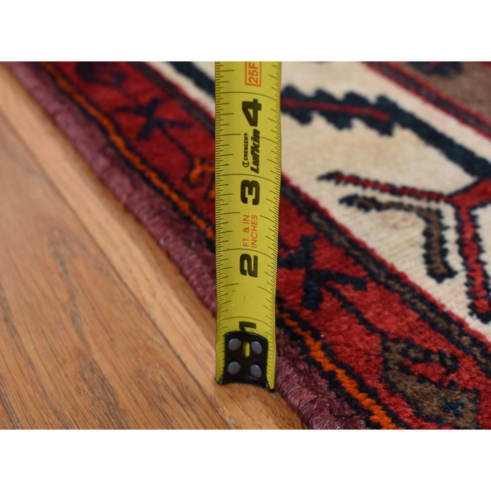 Maroon Red New Persian Pure Wool Hand Knotted Runner Rug 5'2" x 10'6"