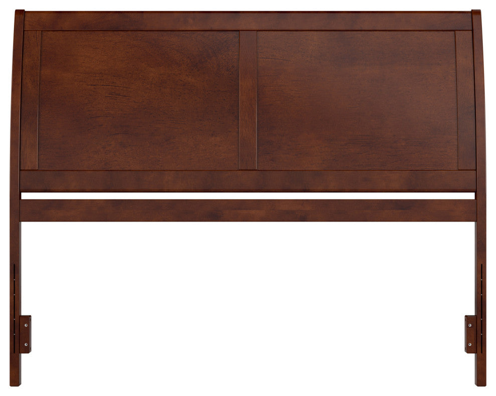 AFI Portland Queen Wood Sleigh Headboard with USB Charging Station in Walnut