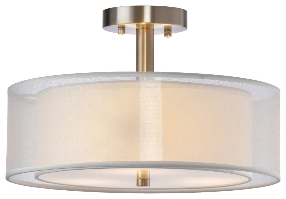 Lazzur Rhine 3 Light 15" Satin Nickel Semi-Flush Mount Ceiling Light